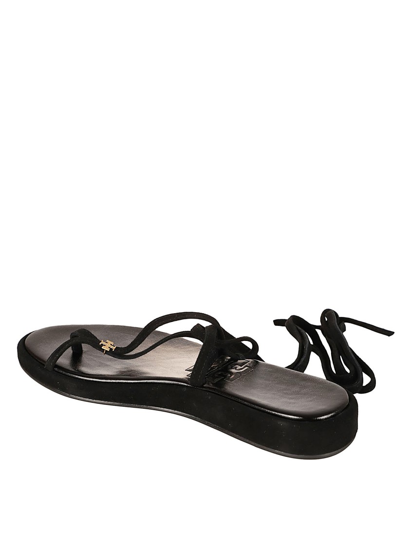 Tory Burch Delicate Black Suede Sandals Zwart