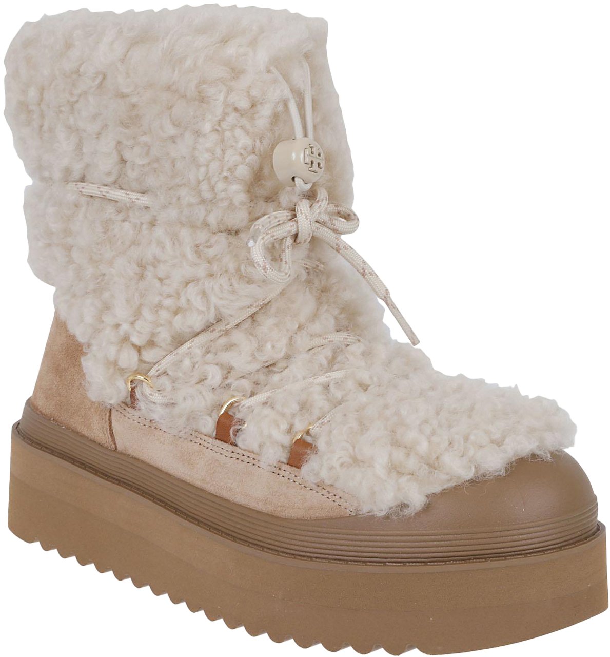Tory Burch Mellow Shearling Lace Up Boot Bruin