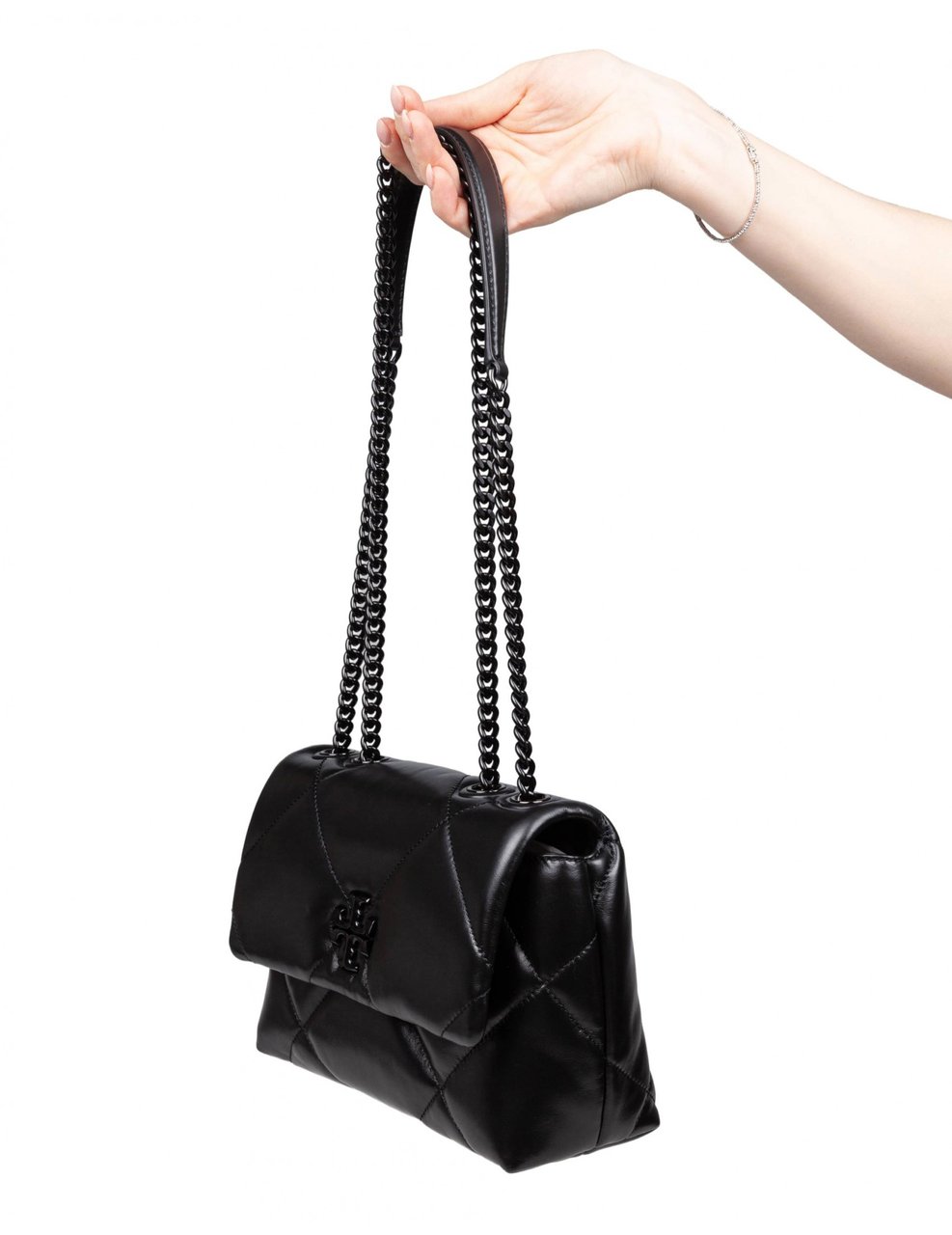 Tory Burch Tory burch kira diamond quilt shoulder bags in quilted leather color black Zwart