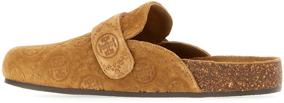 Tory Burch Tory Burch Biscuit suede Mellow slippers Bruin