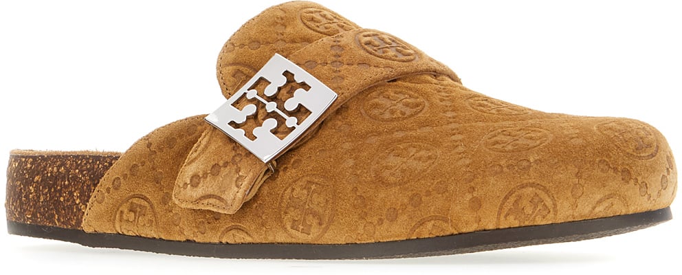 Tory Burch Tory Burch Biscuit suede Mellow slippers Bruin