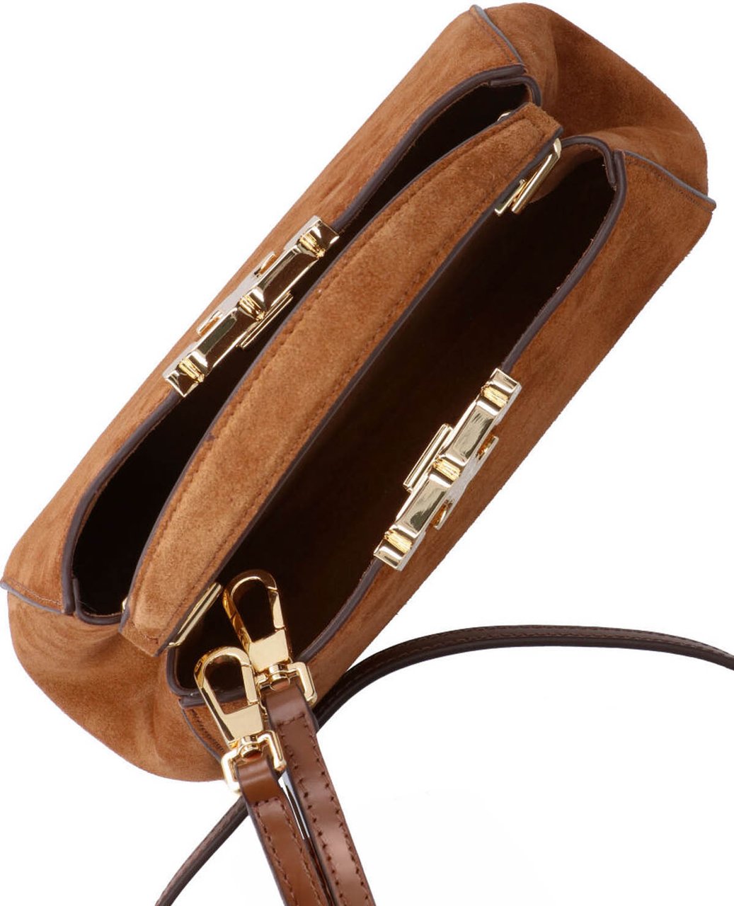Tory Burch Brown Eleanor Mini Suede Bag Bruin