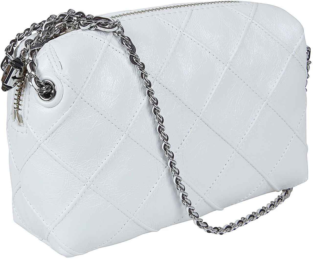 Tory Burch Quilted White Lamb Leather Crossbody Bag Wit