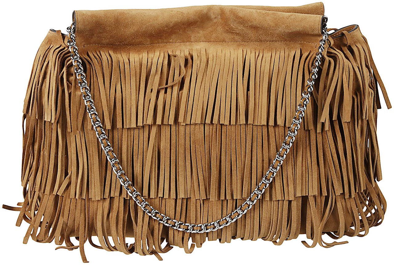 Tory Burch Hobo Fringe Fleming Bag Brown Bruin