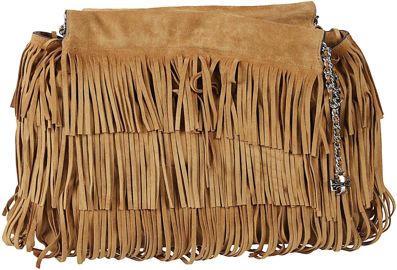 Tory Burch Hobo Fringe Fleming Bag Brown Bruin