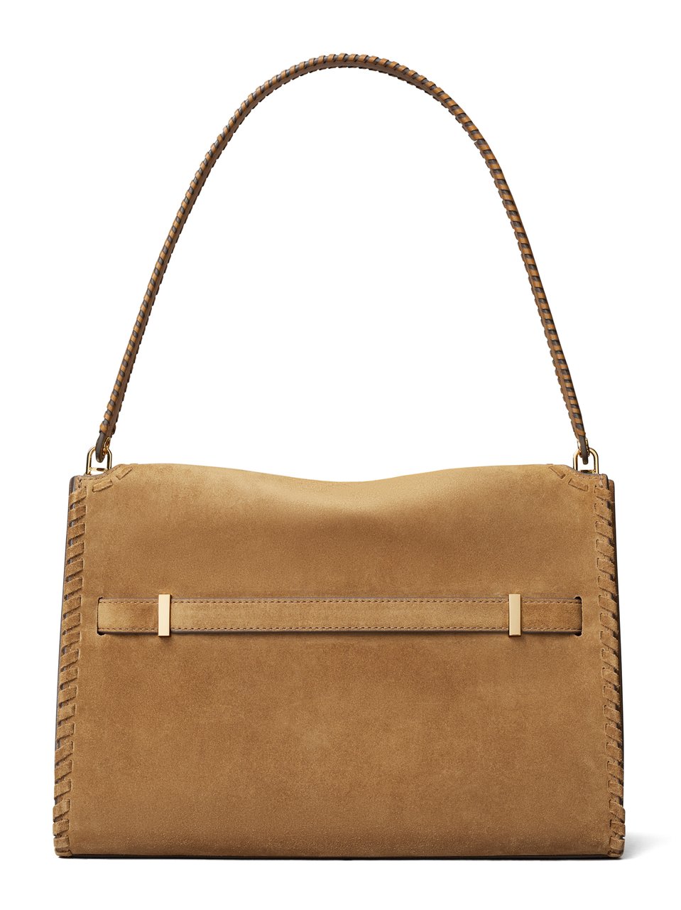 Tory Burch Structured Brown Suede Large Shoulder Bag Bruin