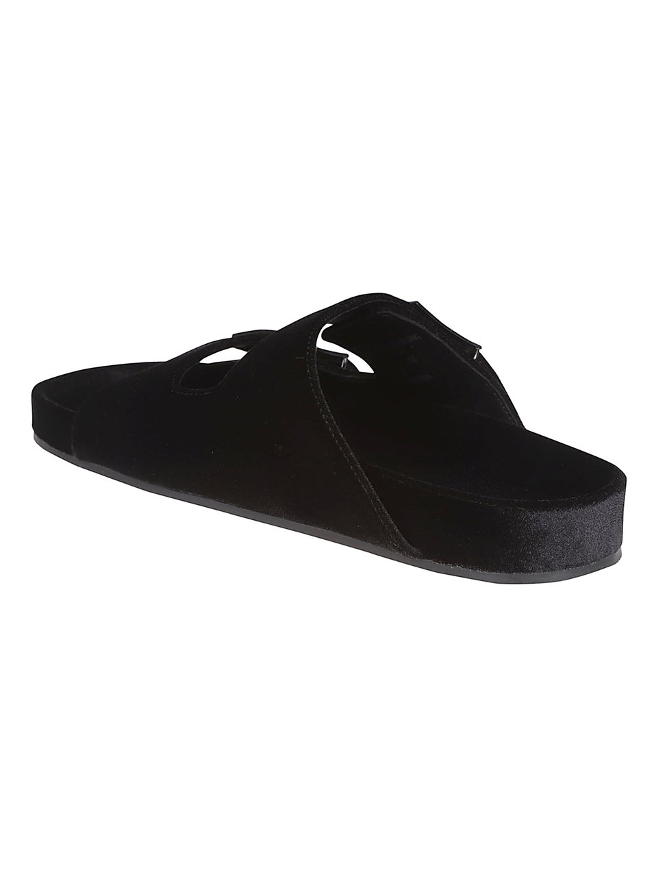 Tory Burch Black Velvet Two-Strap Sandals With Pave-Embellished Hardware Zwart