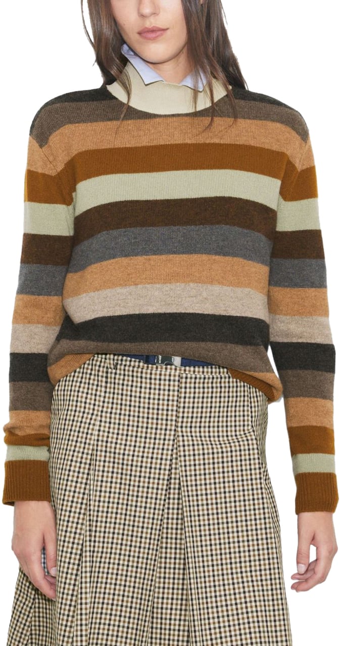 Tory Burch Sweaters Sage Grey Wide Stripe Grijs