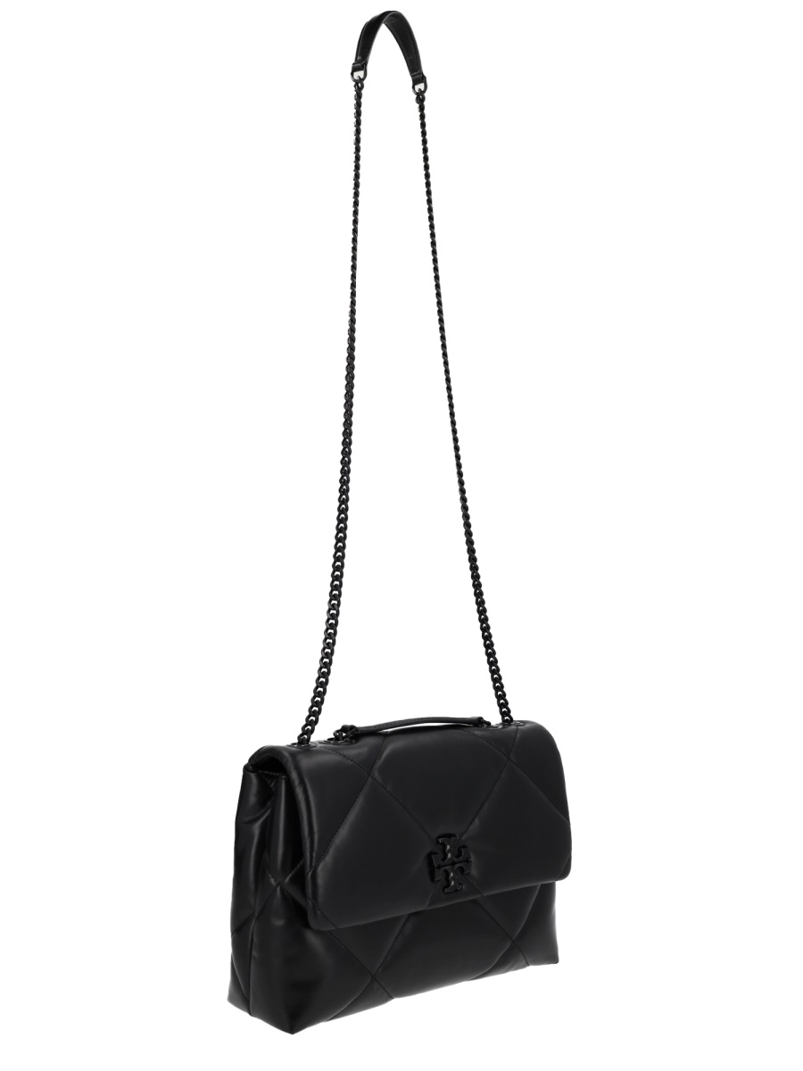 Tory Burch Neutrals Kira Quilted Diamond Leather Shoulder Bag Zwart