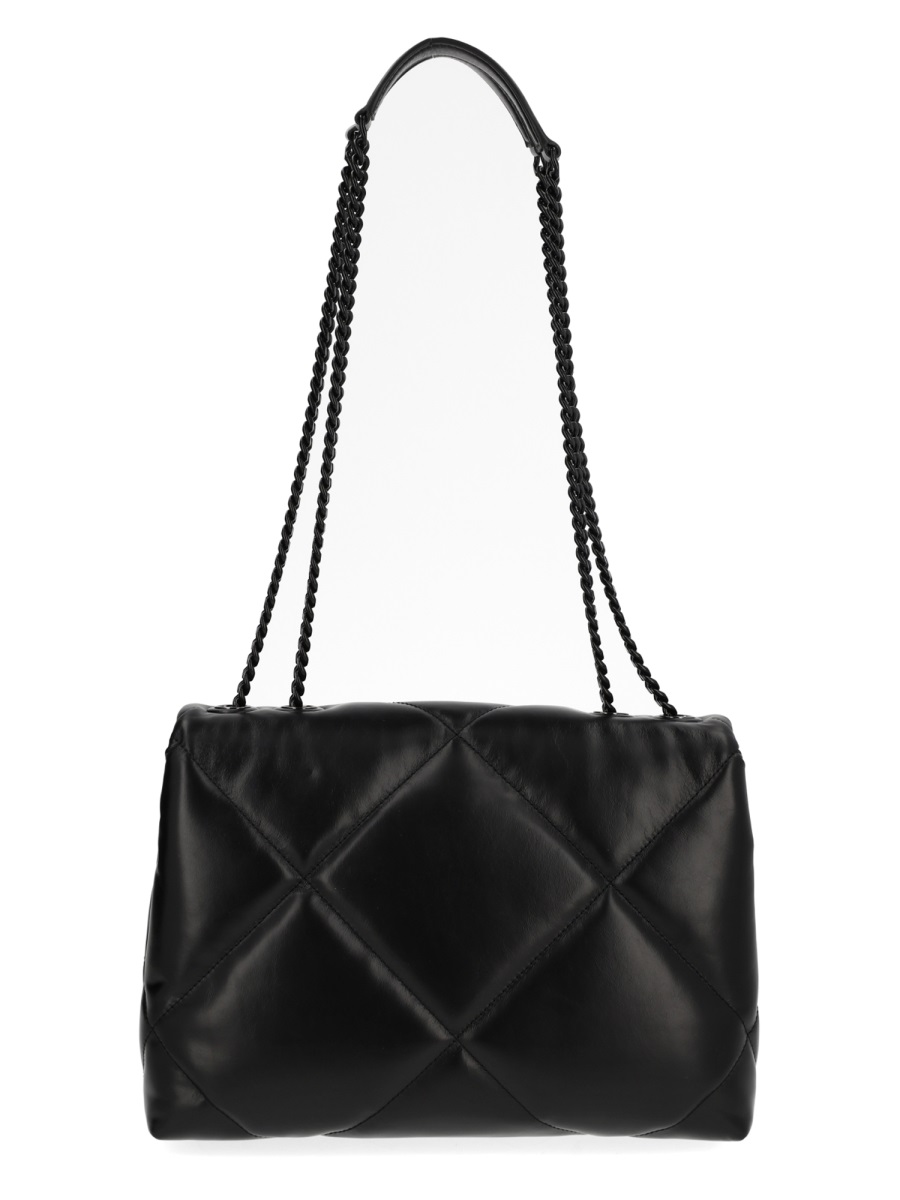 Tory Burch Neutrals Kira Quilted Diamond Leather Shoulder Bag Zwart