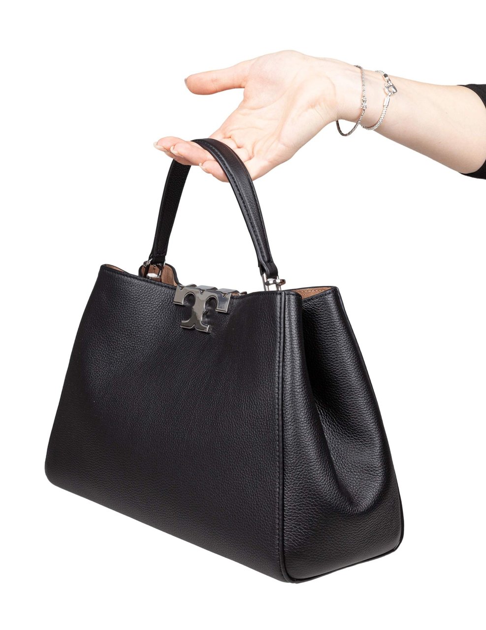 Tory Burch Tory burch eleanor satchel leather bag, black Zwart