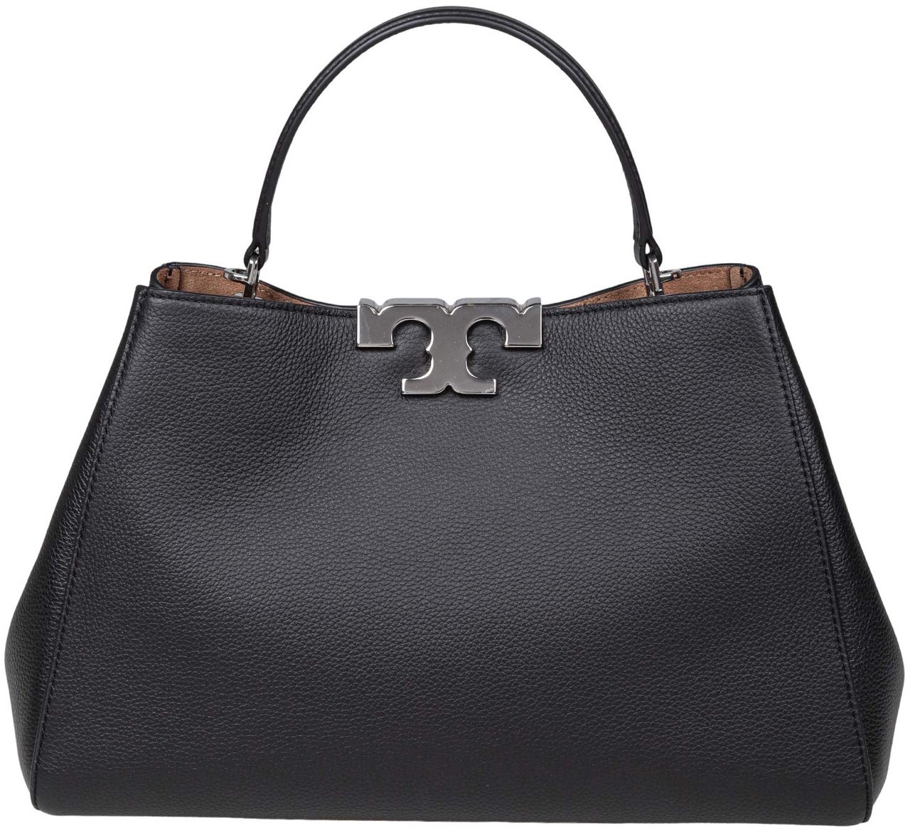 Tory Burch Tory burch eleanor satchel leather bag, black Zwart