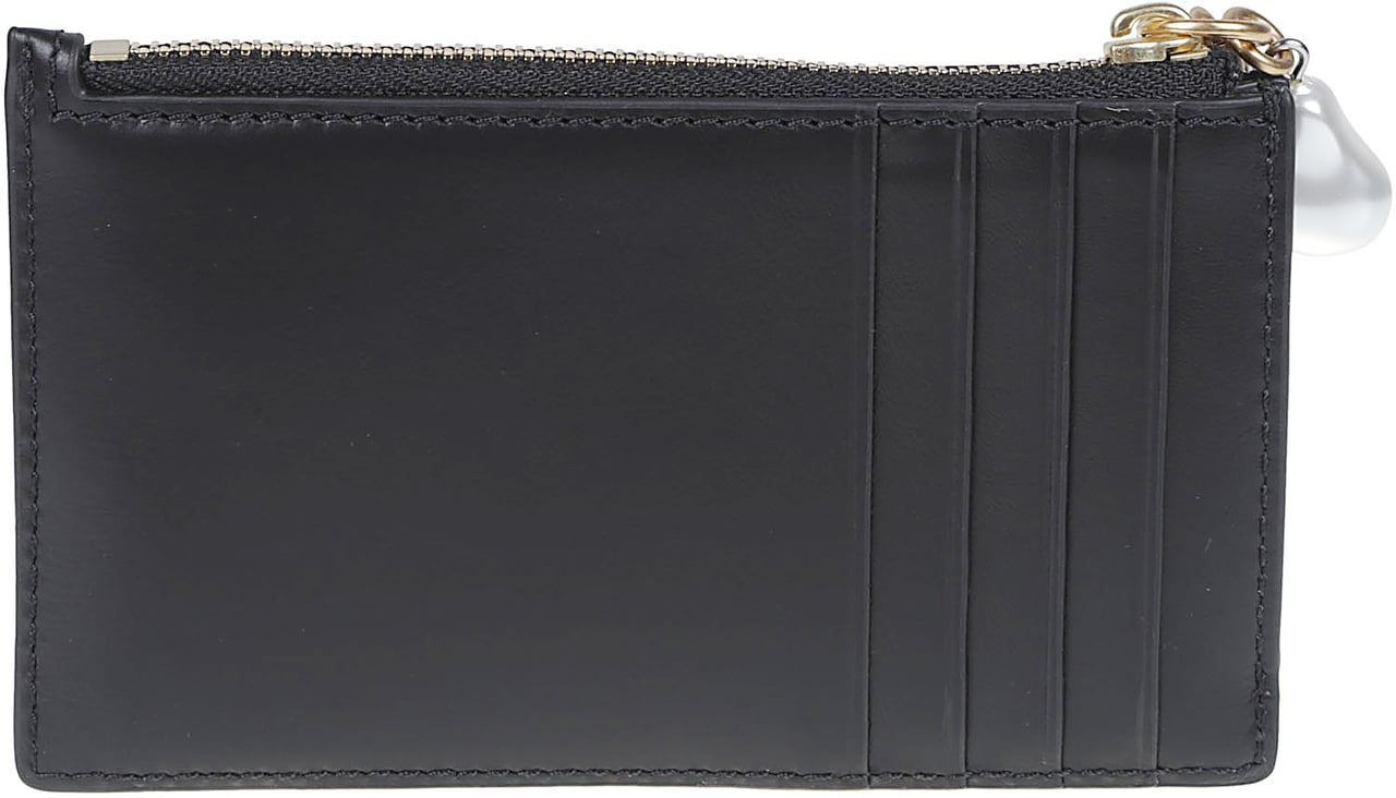 Tory Burch Kira Diamond Quilt Charm Zip Card Case Black Zwart