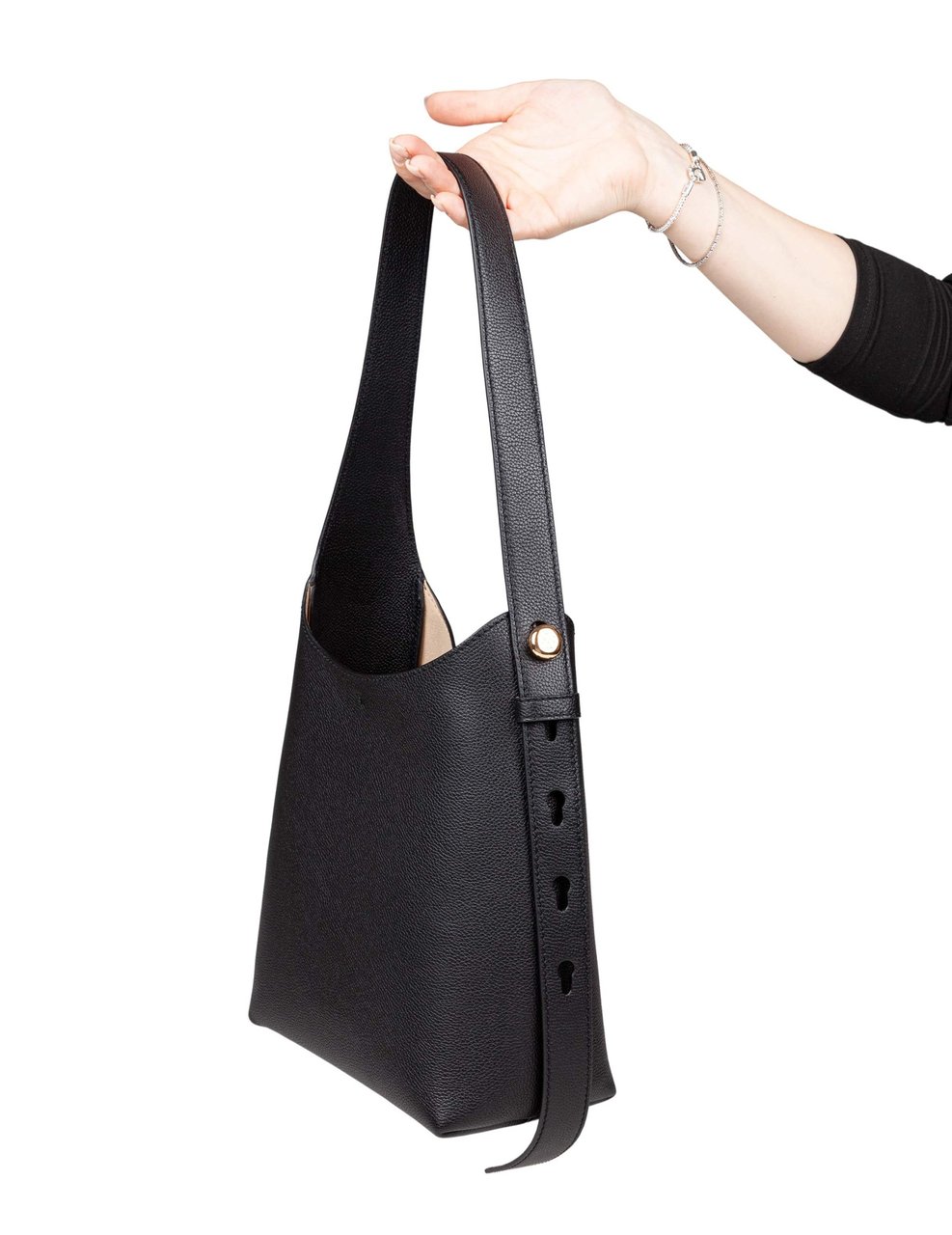 Tory Burch Tory burch romy small leather hobo bag, black Zwart