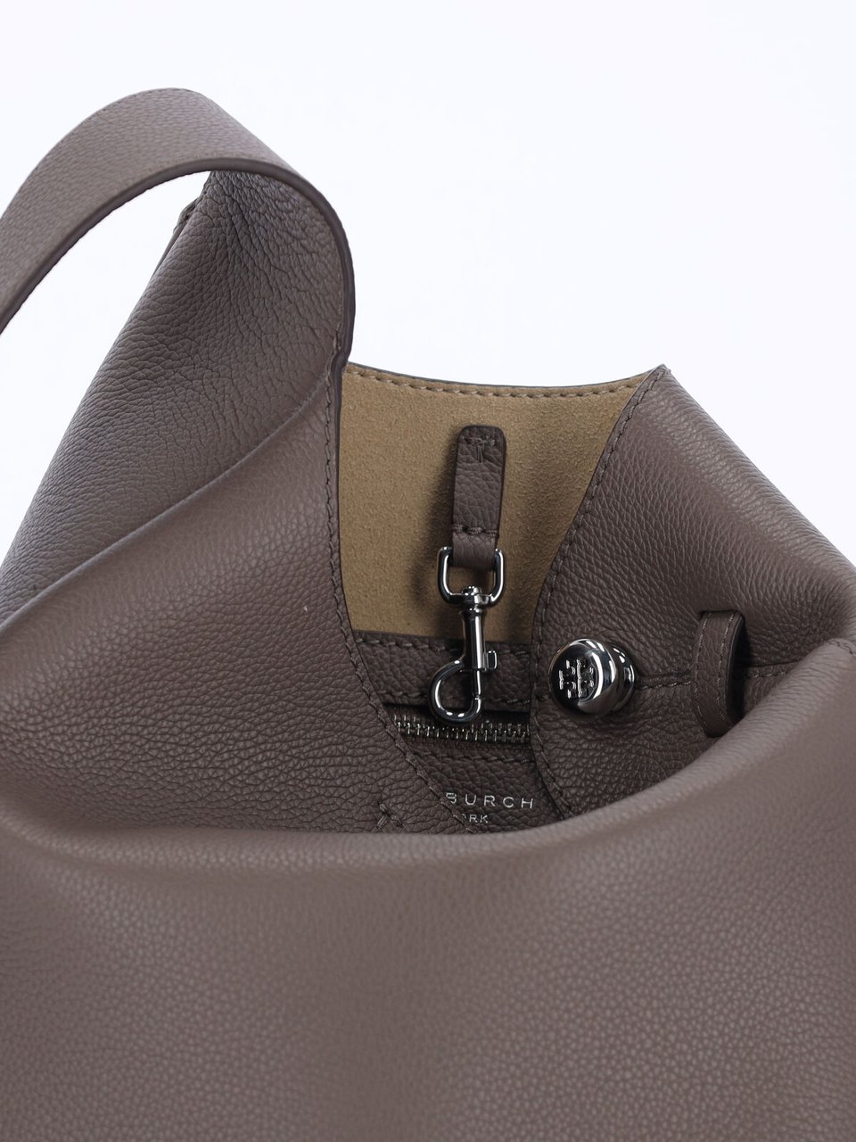 Tory Burch Small Structured Calf Leather Shoulder Bag Bruin