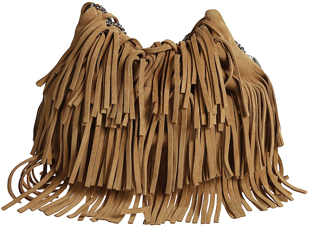 Tory Burch Mini Hobo Fringe Fleming Bag Brown Bruin