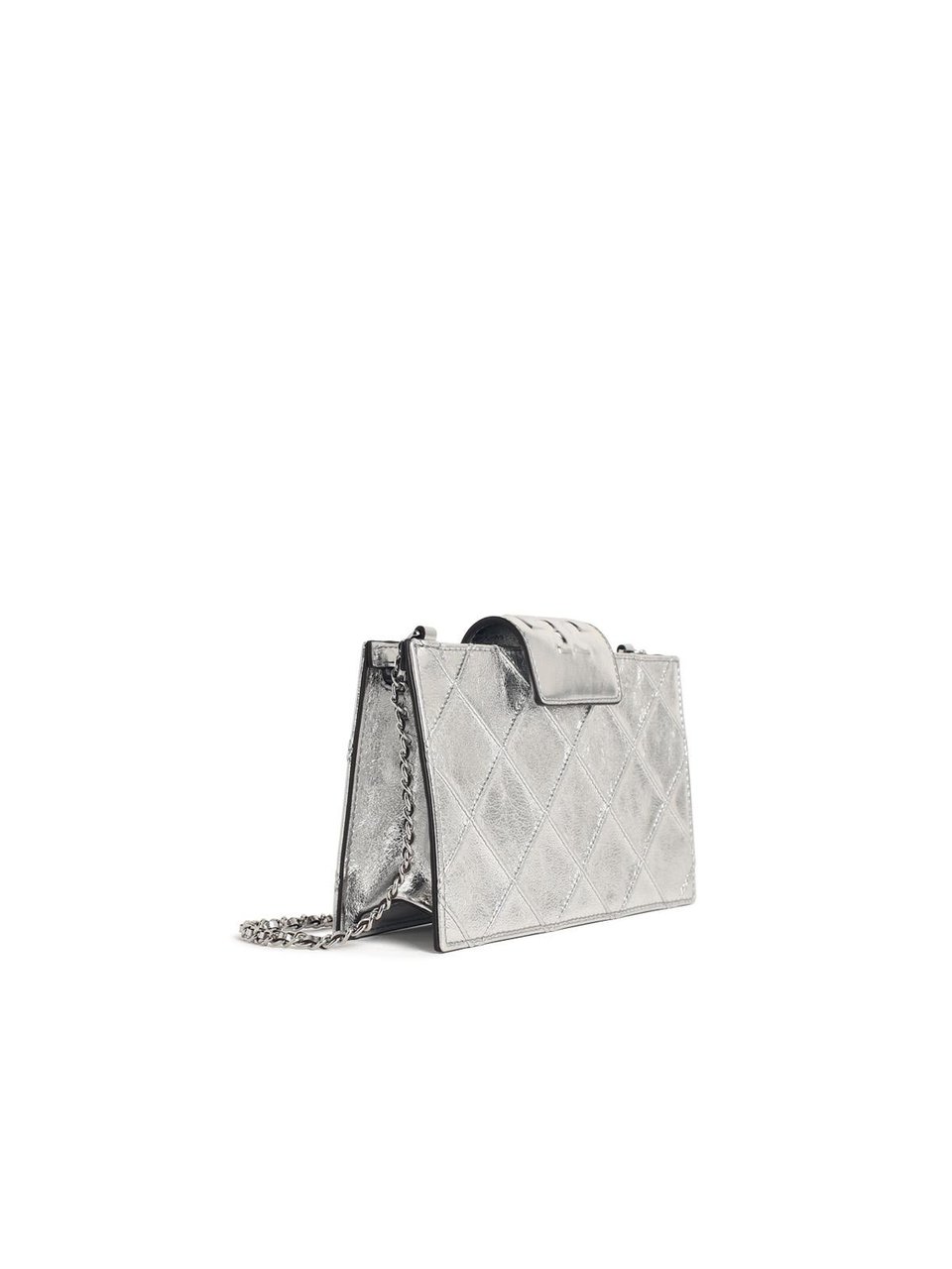Tory Burch Silver Leather Crossbody Bag Grijs