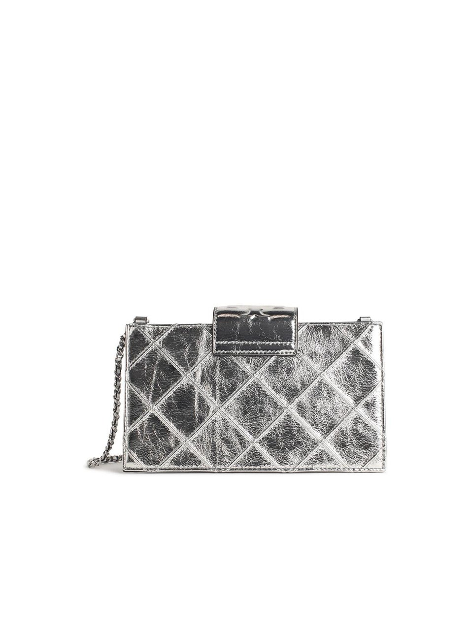 Tory Burch Silver Leather Crossbody Bag Grijs
