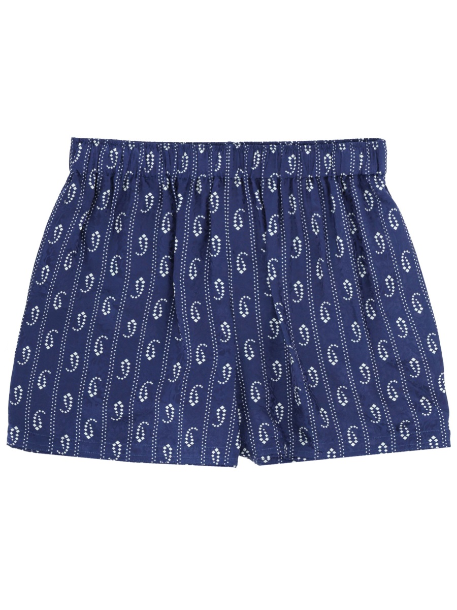 Tory Burch Camp Elastic Waistband Paisley Shorts Groen
