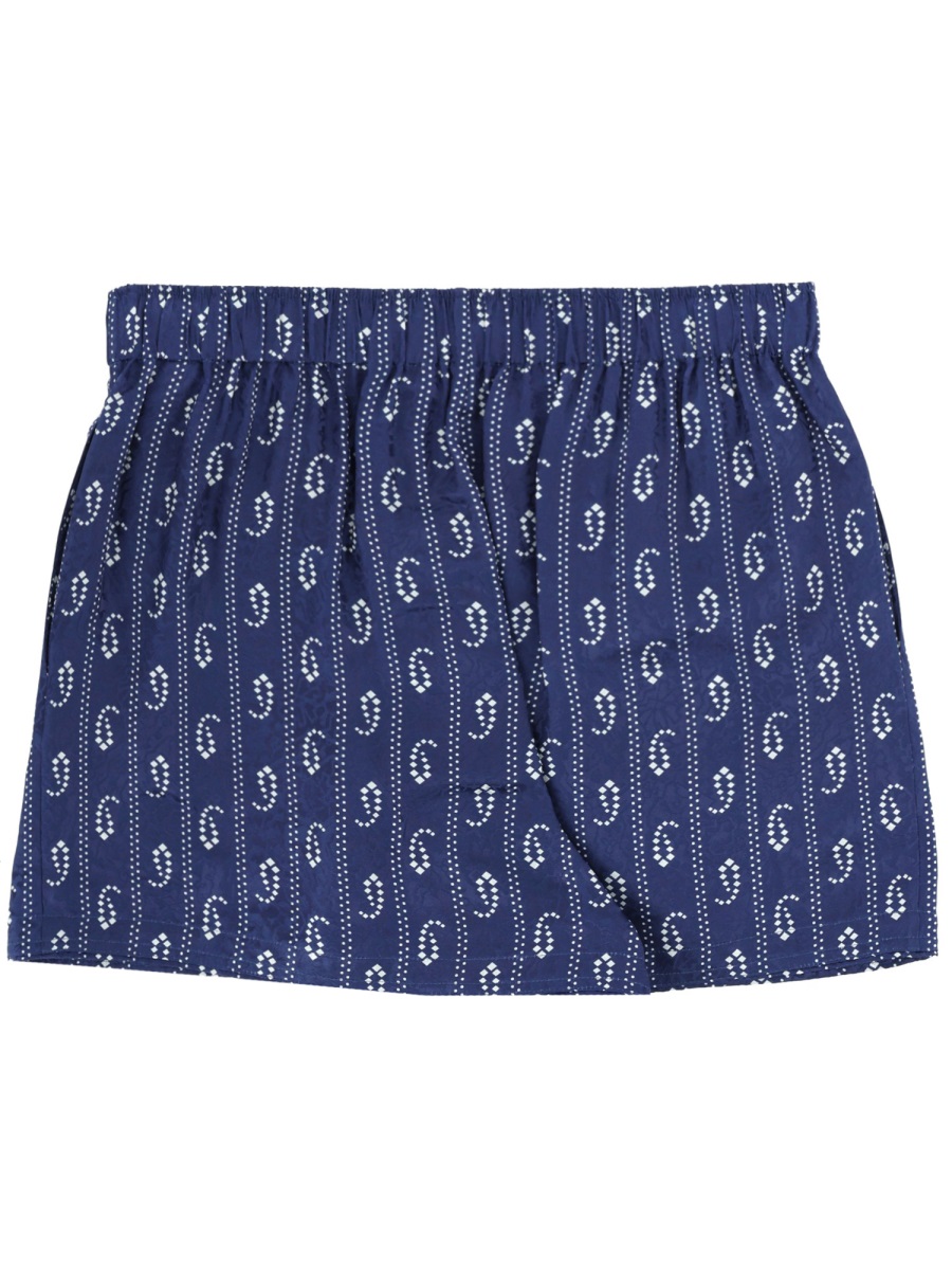 Tory Burch Camp Elastic Waistband Paisley Shorts Groen