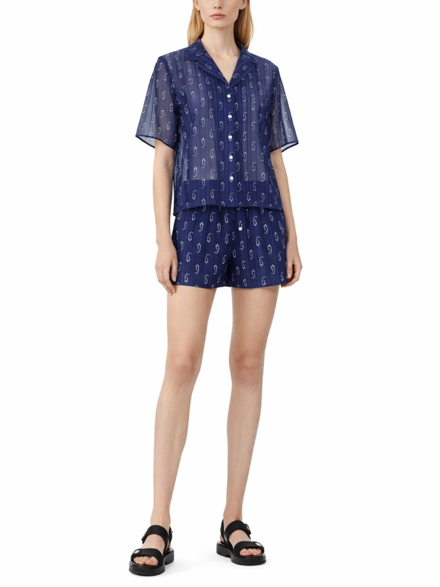Tory Burch Camp Elastic Waistband Paisley Shorts Groen