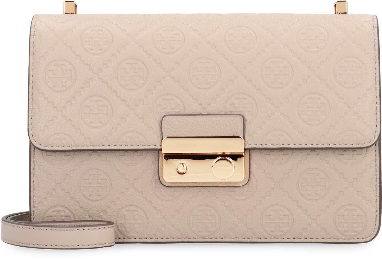 Tory Burch T Monogram leather shoulder bag Grijs