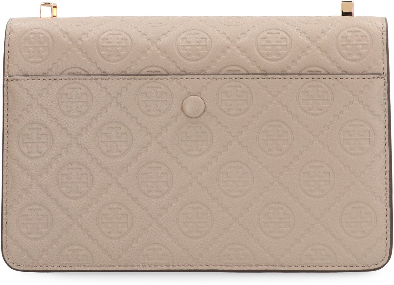 Tory Burch T Monogram leather shoulder bag Grijs