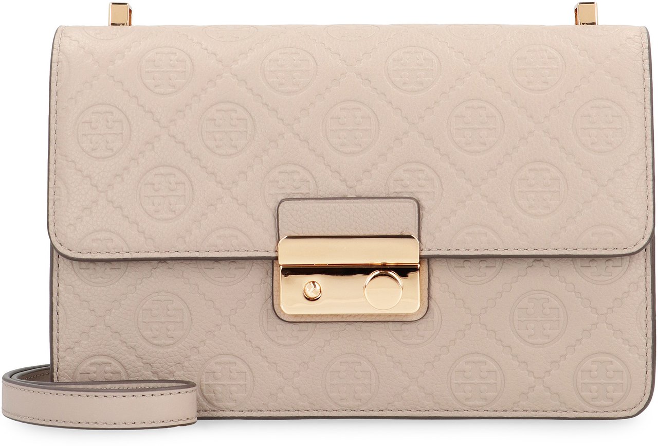 Tory Burch T Monogram leather shoulder bag Grijs