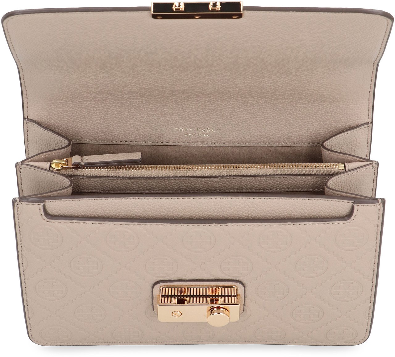 Tory Burch T Monogram leather shoulder bag Grijs