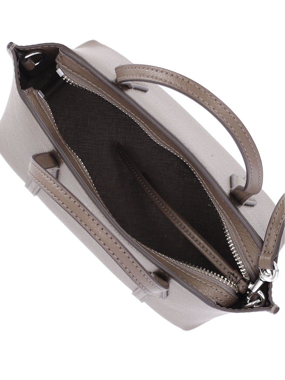 Tory Burch Rectangular Structured Handbag with Textured Leather Finish Bruin