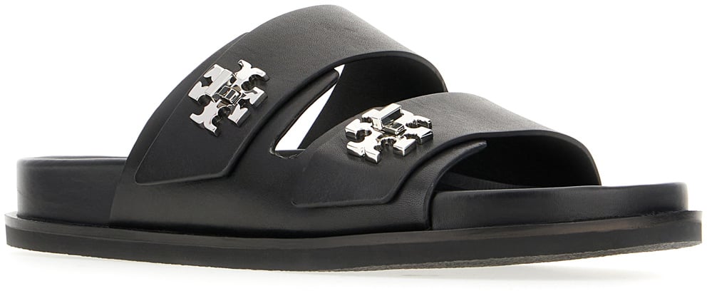Tory Burch Tory Burch Black leather Slider sandals Zwart