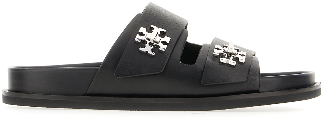 Tory Burch Tory Burch Black leather Slider sandals Zwart
