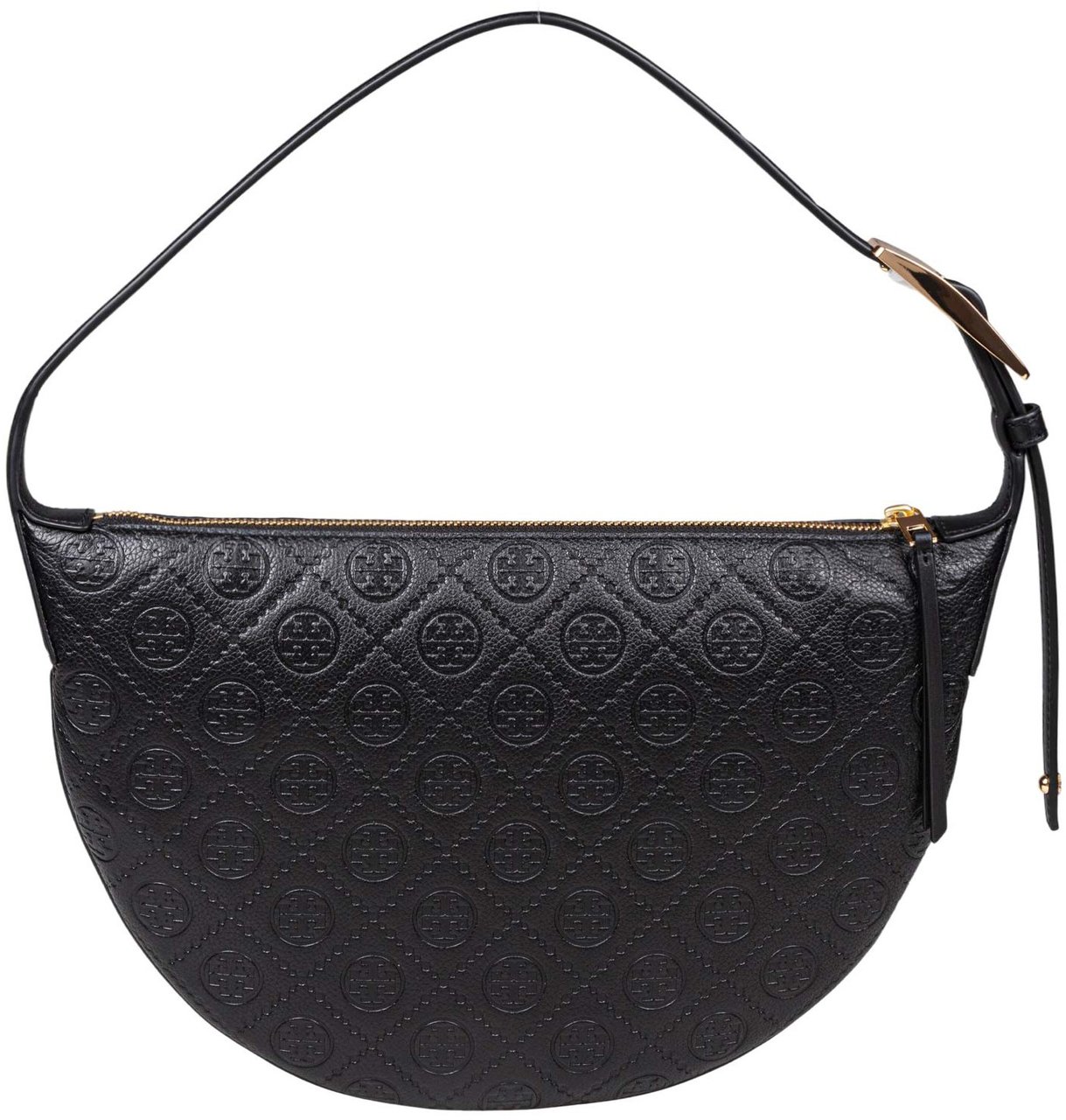 Tory Burch Tory burch monogram leather balloon shoulder bag, black Zwart