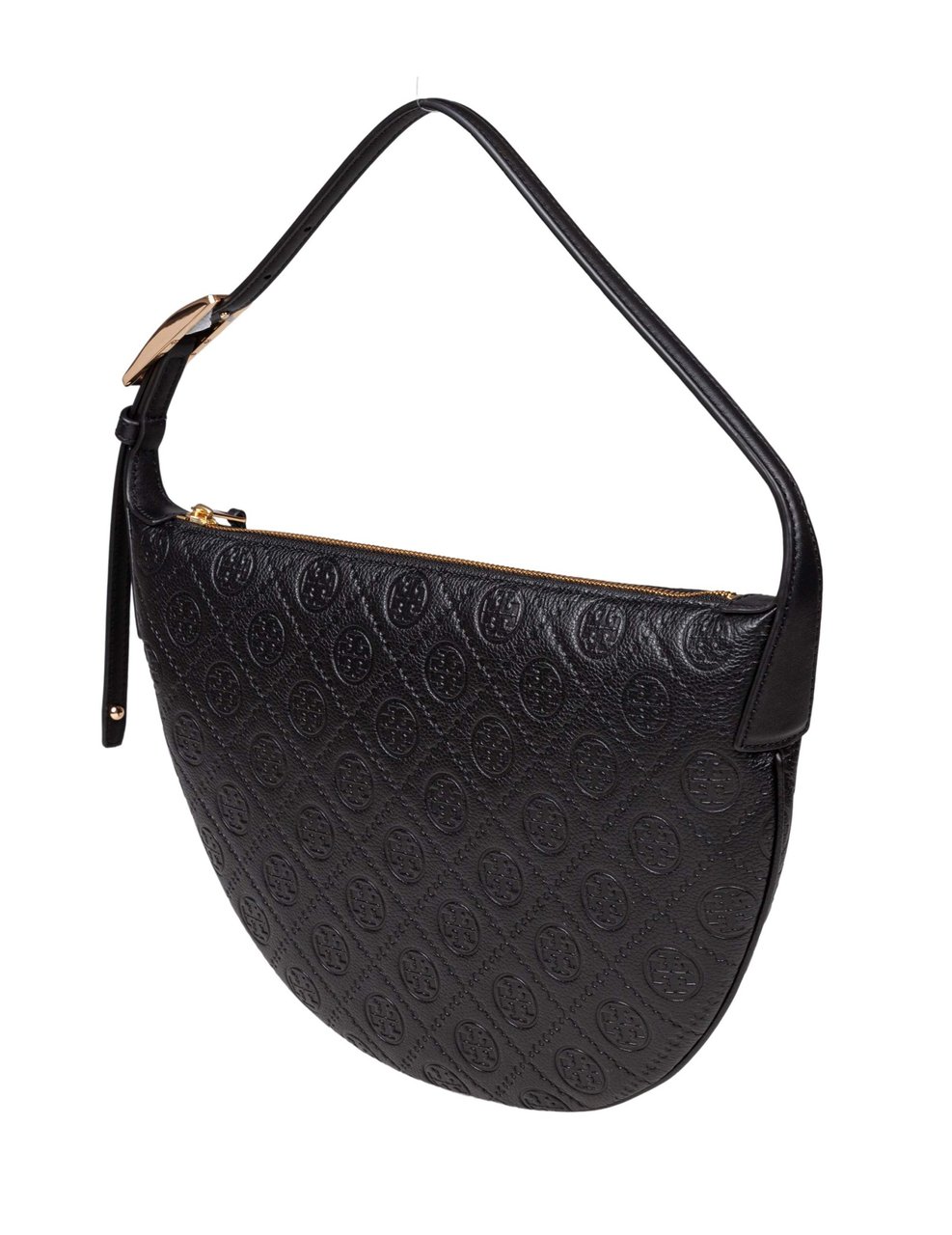 Tory Burch Tory burch monogram leather balloon shoulder bag, black Zwart