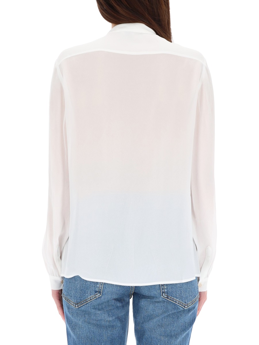 Tory Burch White Sheer Bow Blouse Wit