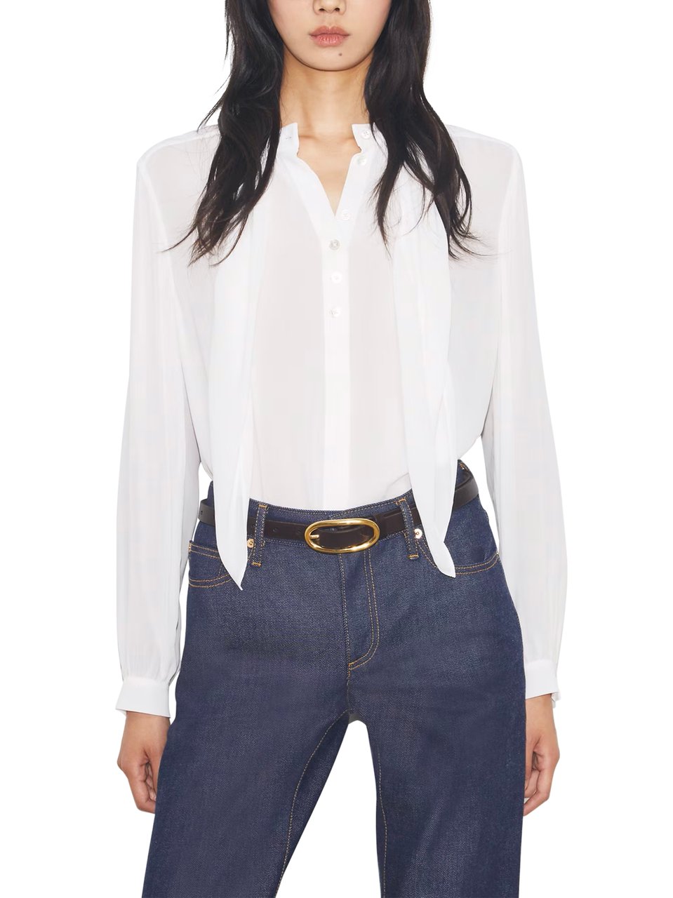 Tory Burch Georgette Blouse with Bow Tie and Button-Down Front Wit