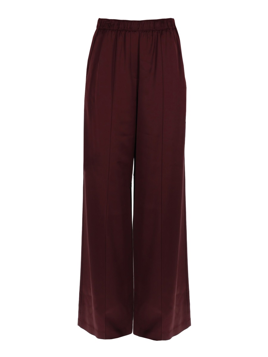 Tory Burch Wide-Leg Vertical Seams Viscose Trousers Zwart