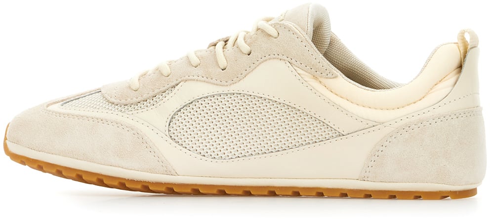 Tory Burch Sand suede and mesh sneakers Neutraal