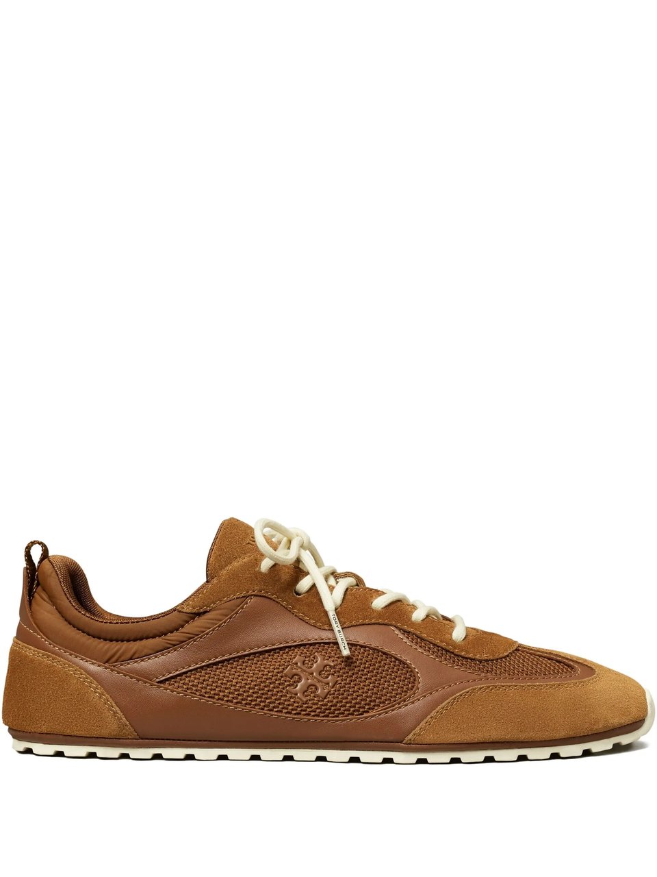 Tory Burch Warm Brown Field Suede Mesh Sneakers Bruin