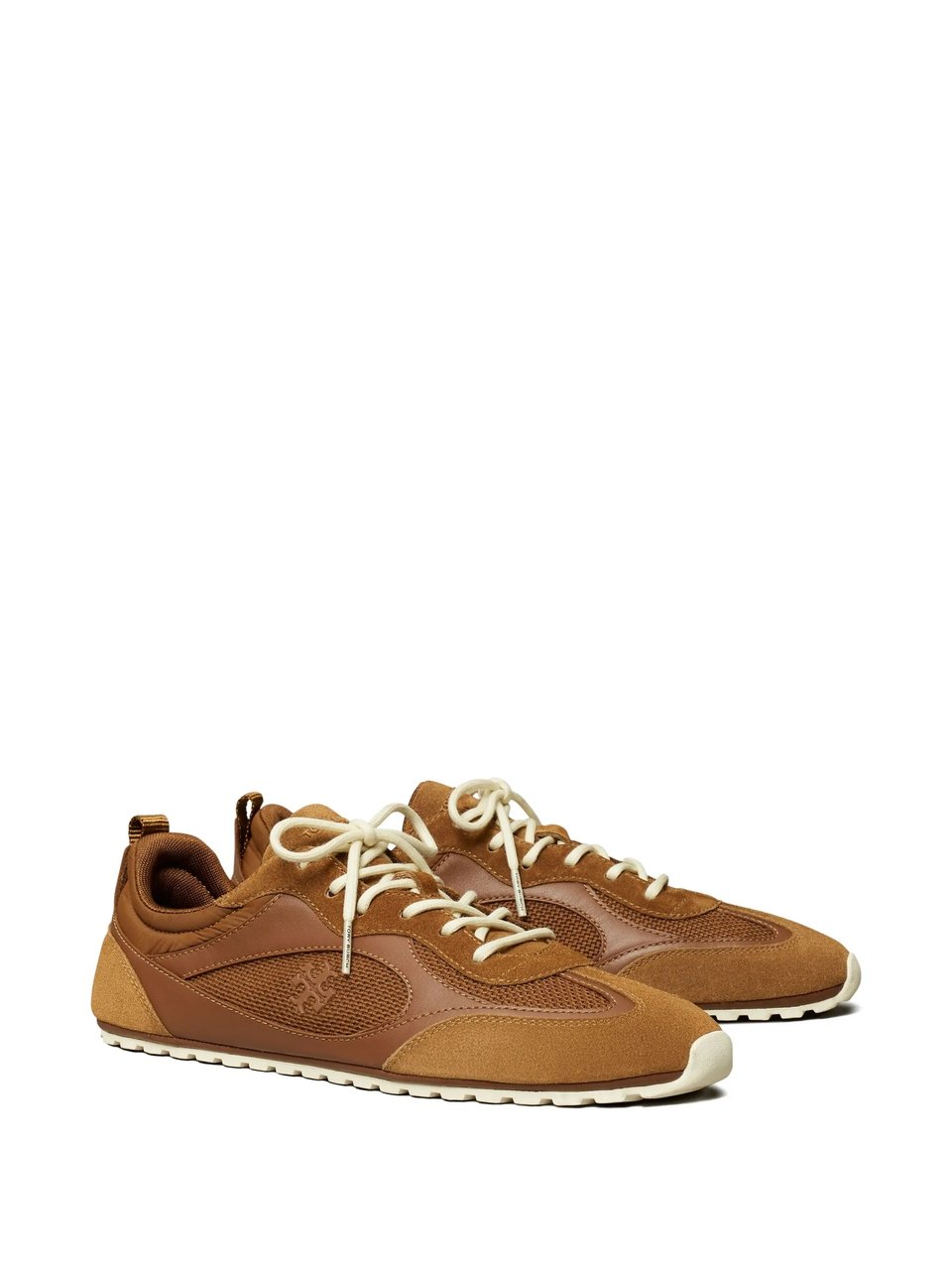 Tory Burch Warm Brown Field Suede Mesh Sneakers Bruin