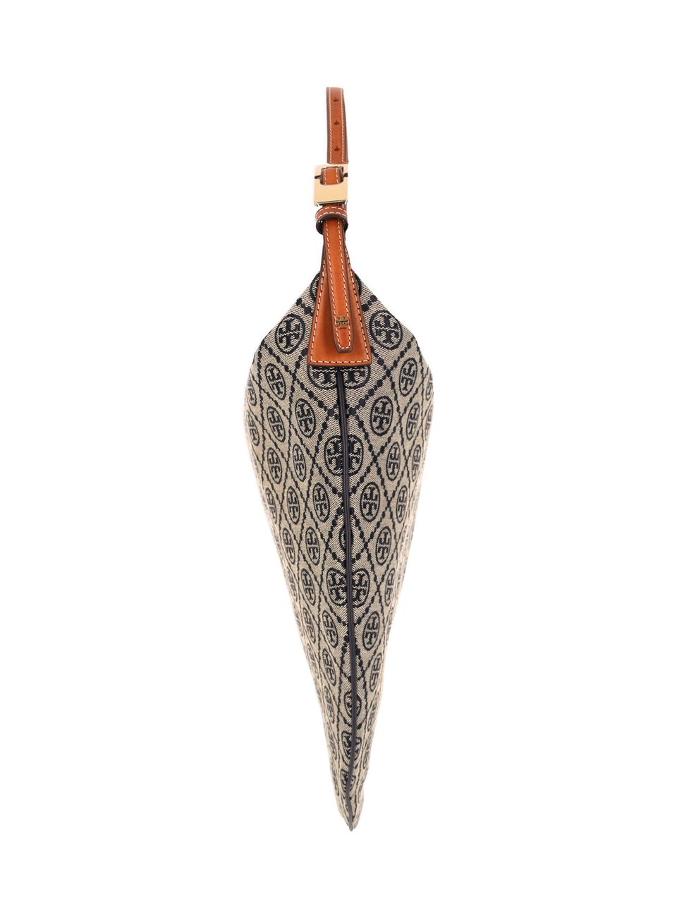 Tory Burch "T Monogram Balloon" Bag, Beige Cotton Blend Grijs