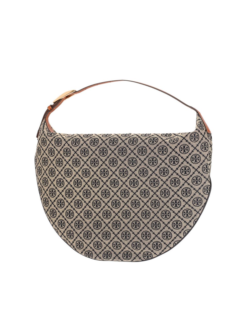 Tory Burch "T Monogram Balloon" Bag, Beige Cotton Blend Grijs