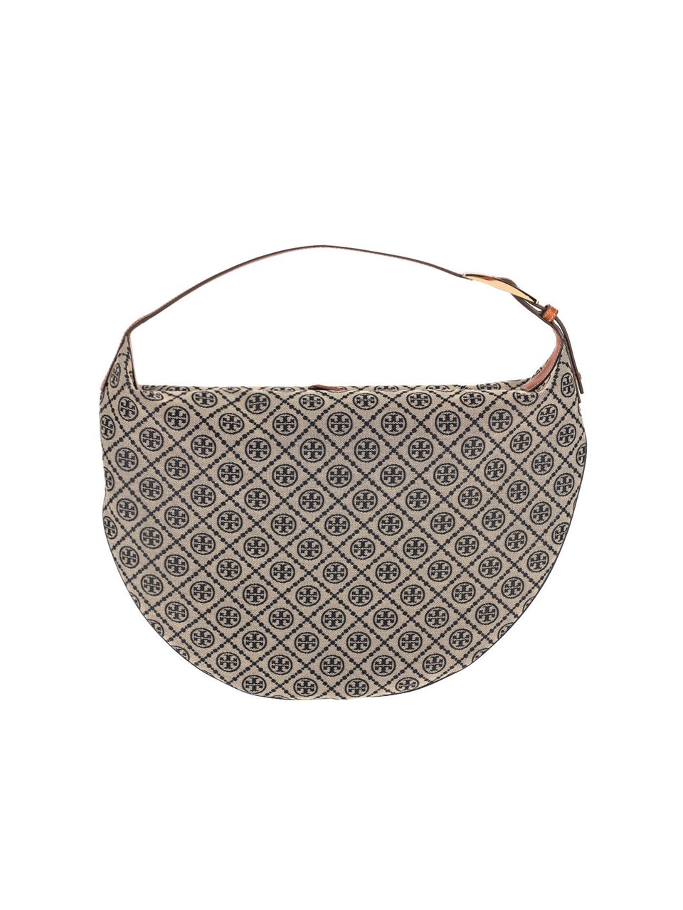 Tory Burch "T Monogram Balloon" Bag, Beige Cotton Blend Grijs