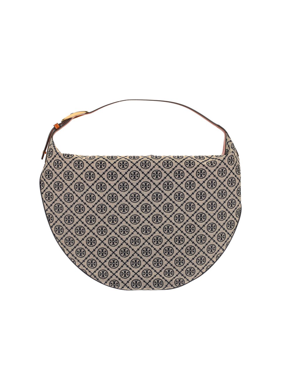 Tory Burch "T Monogram Balloon" Bag, Beige Cotton Blend Grijs