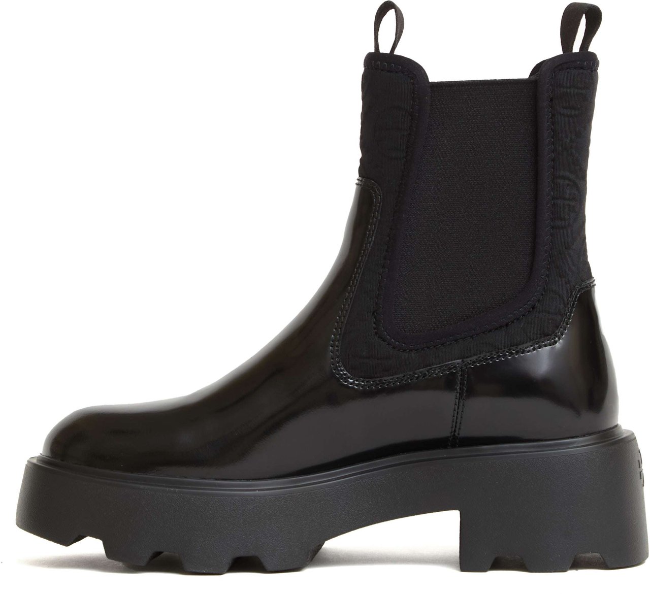 Tory Burch Beatles Pelle Nera Inserti In Tessuto Nero Zwart