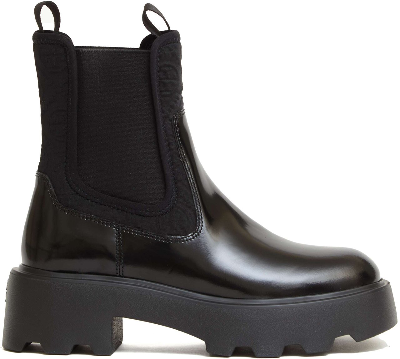 Tory Burch Beatles Pelle Nera Inserti In Tessuto Nero Zwart