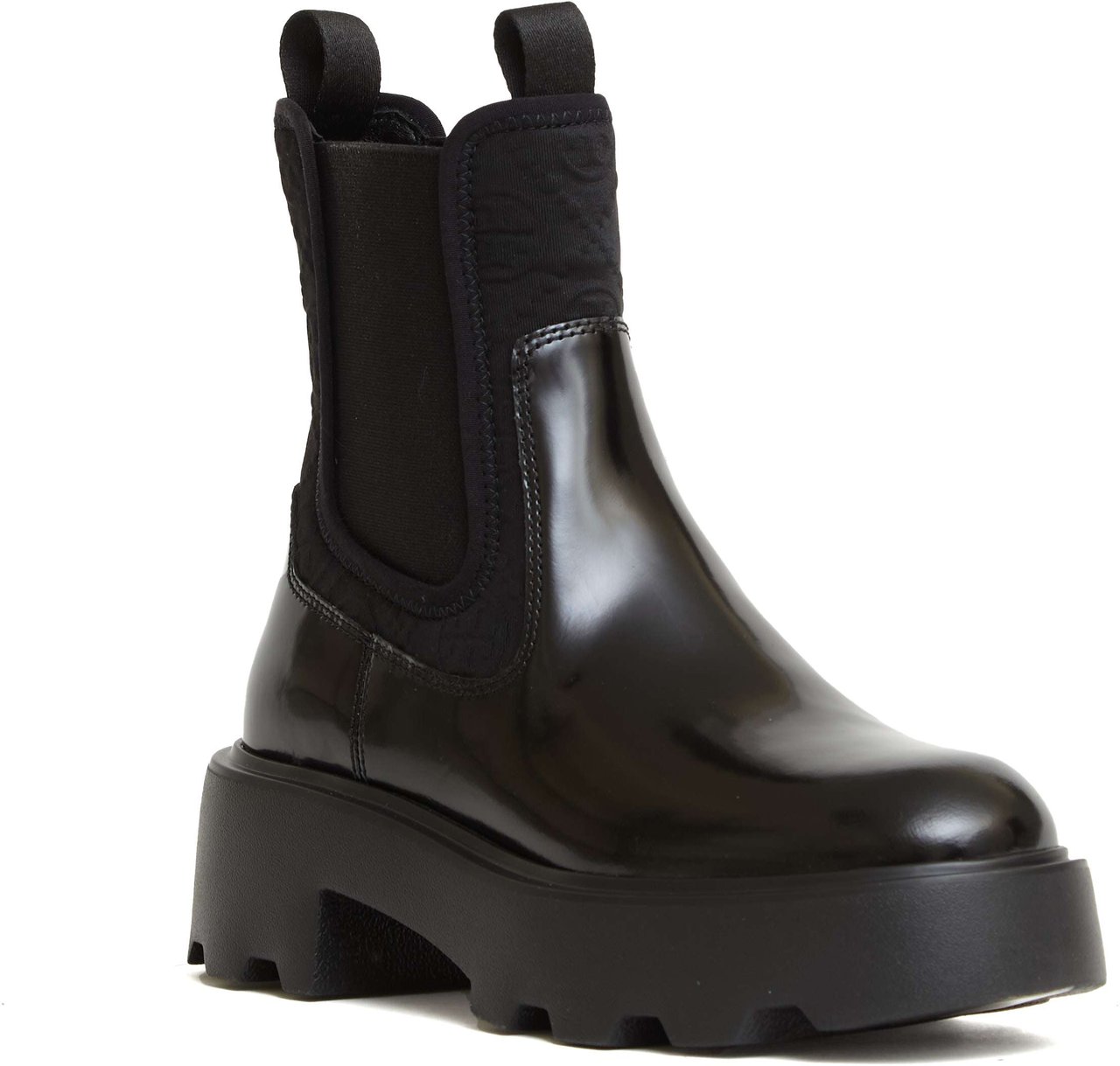 Tory Burch Beatles Pelle Nera Inserti In Tessuto Nero Zwart