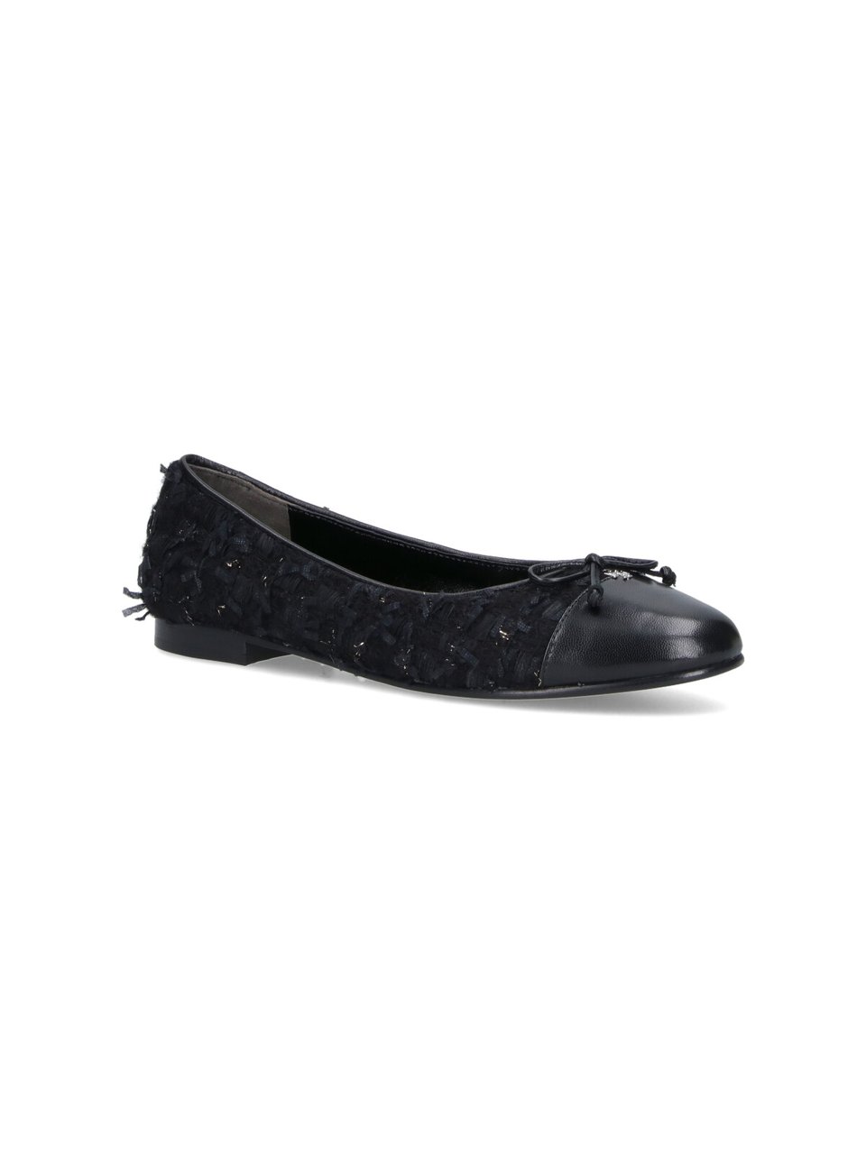Tory Burch Tweed Ballet Flats With Leather Toe Cap Zwart
