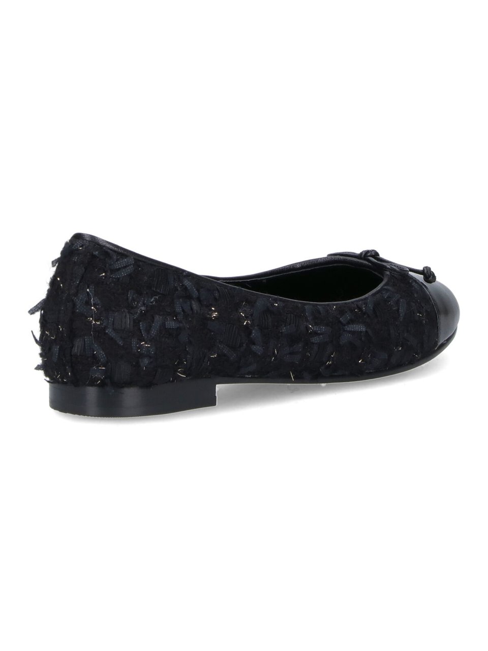 Tory Burch Tweed Ballet Flats With Leather Toe Cap Zwart