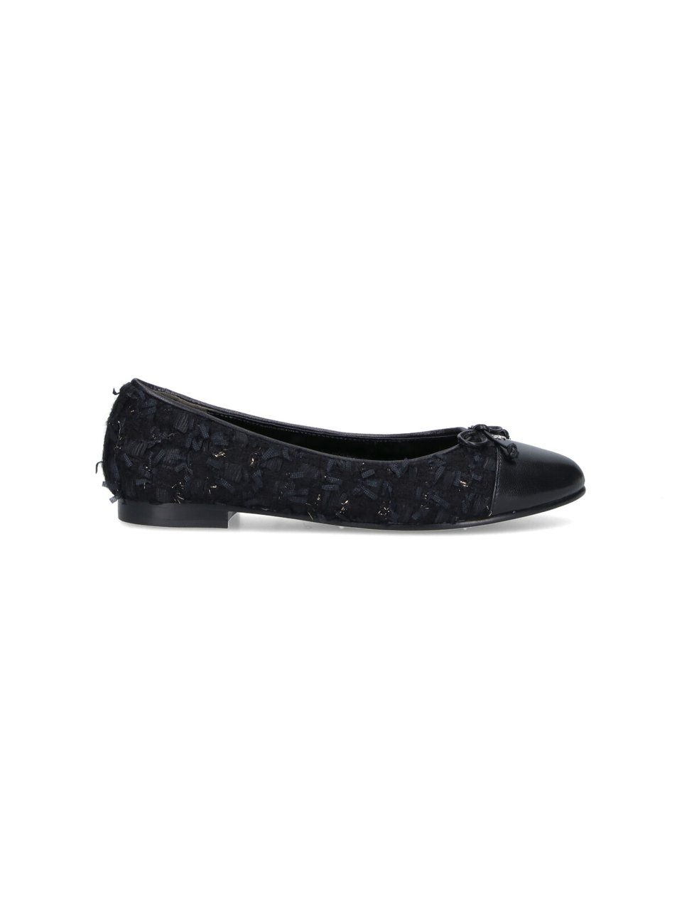 Tory Burch Tweed Ballet Flats With Leather Toe Cap Zwart